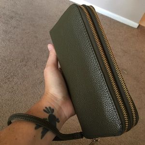 Army Green Wristlet Clutch Wallet